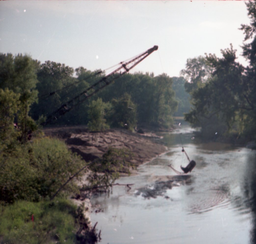 1993 Cranes doing work on Flint Creek