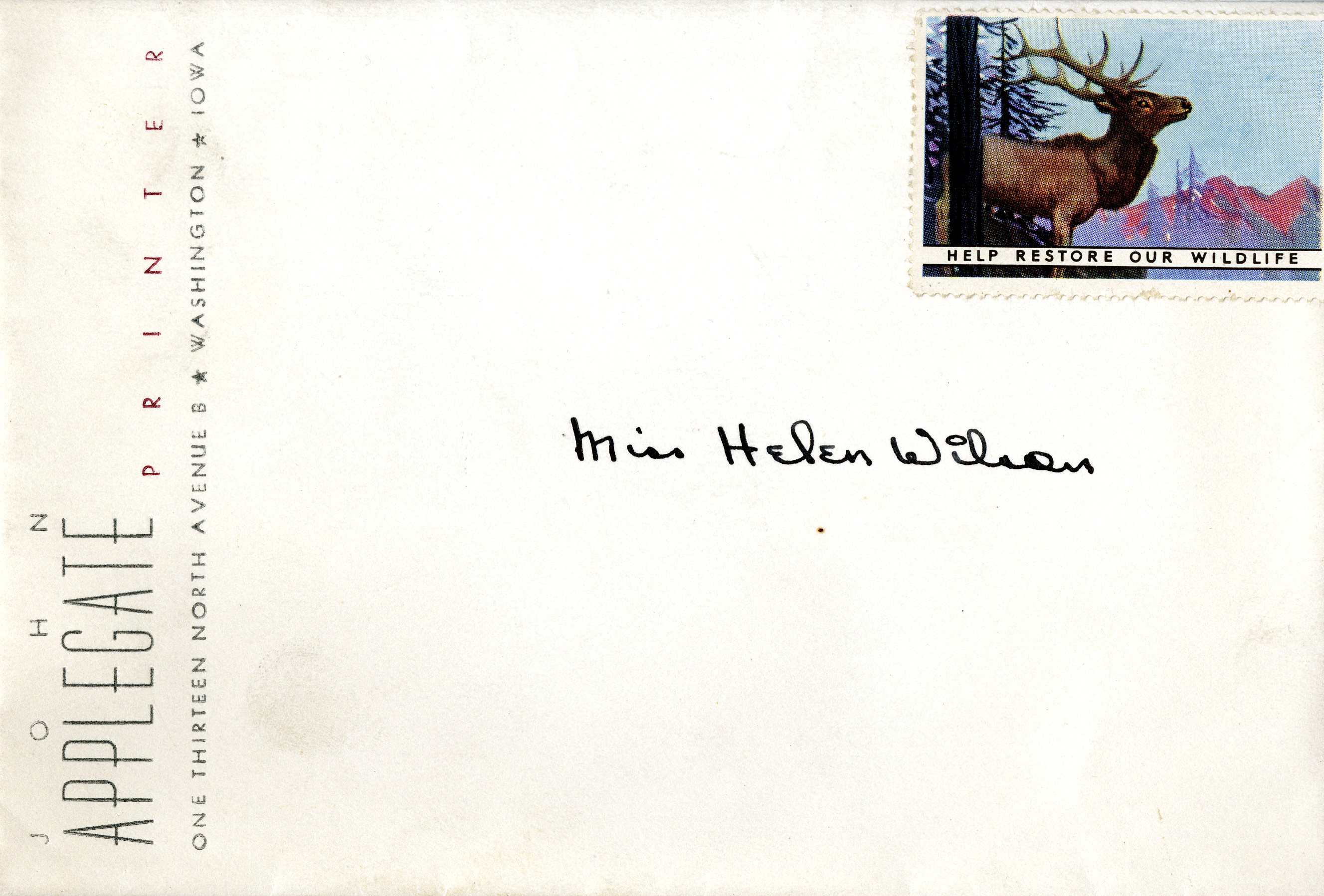 John Applegate Printer Envelope 