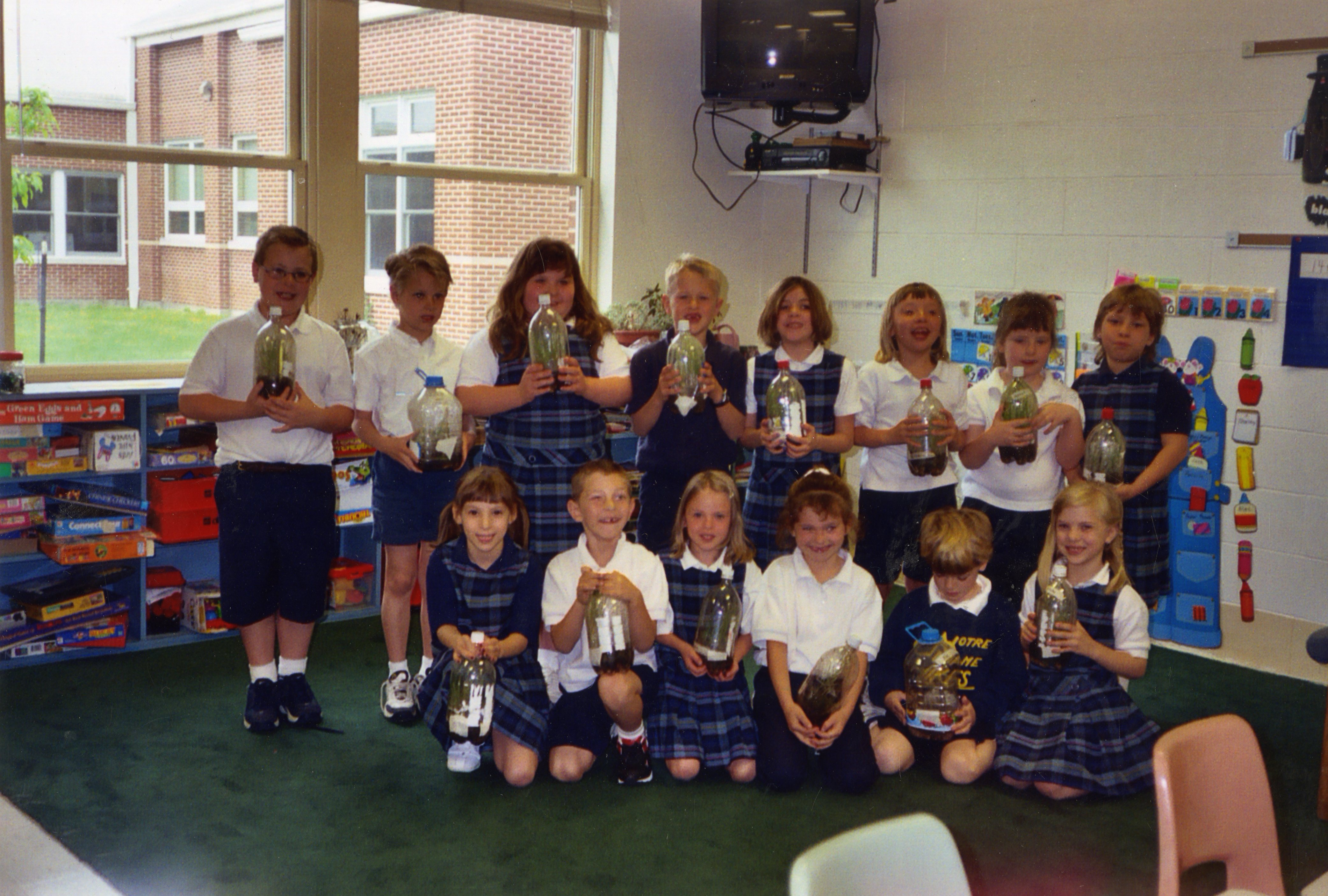2003 Notre Dame Elementary School Students and Seedlings