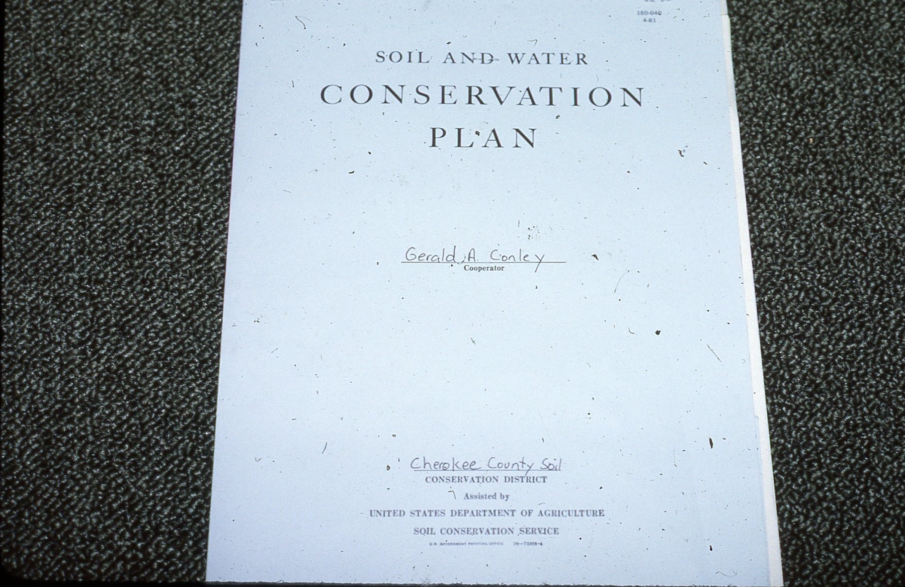 Conservation Plan for Gerald A. Conley.