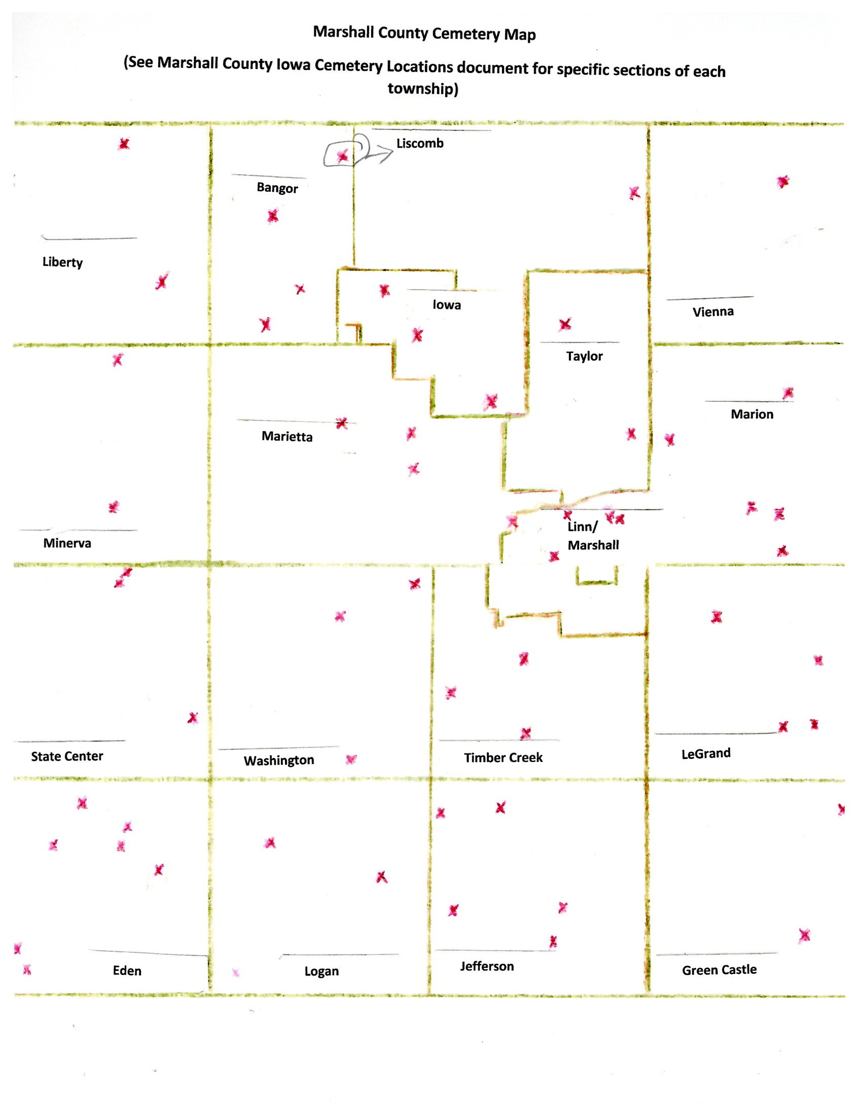 Marshall County Cemeteries Map