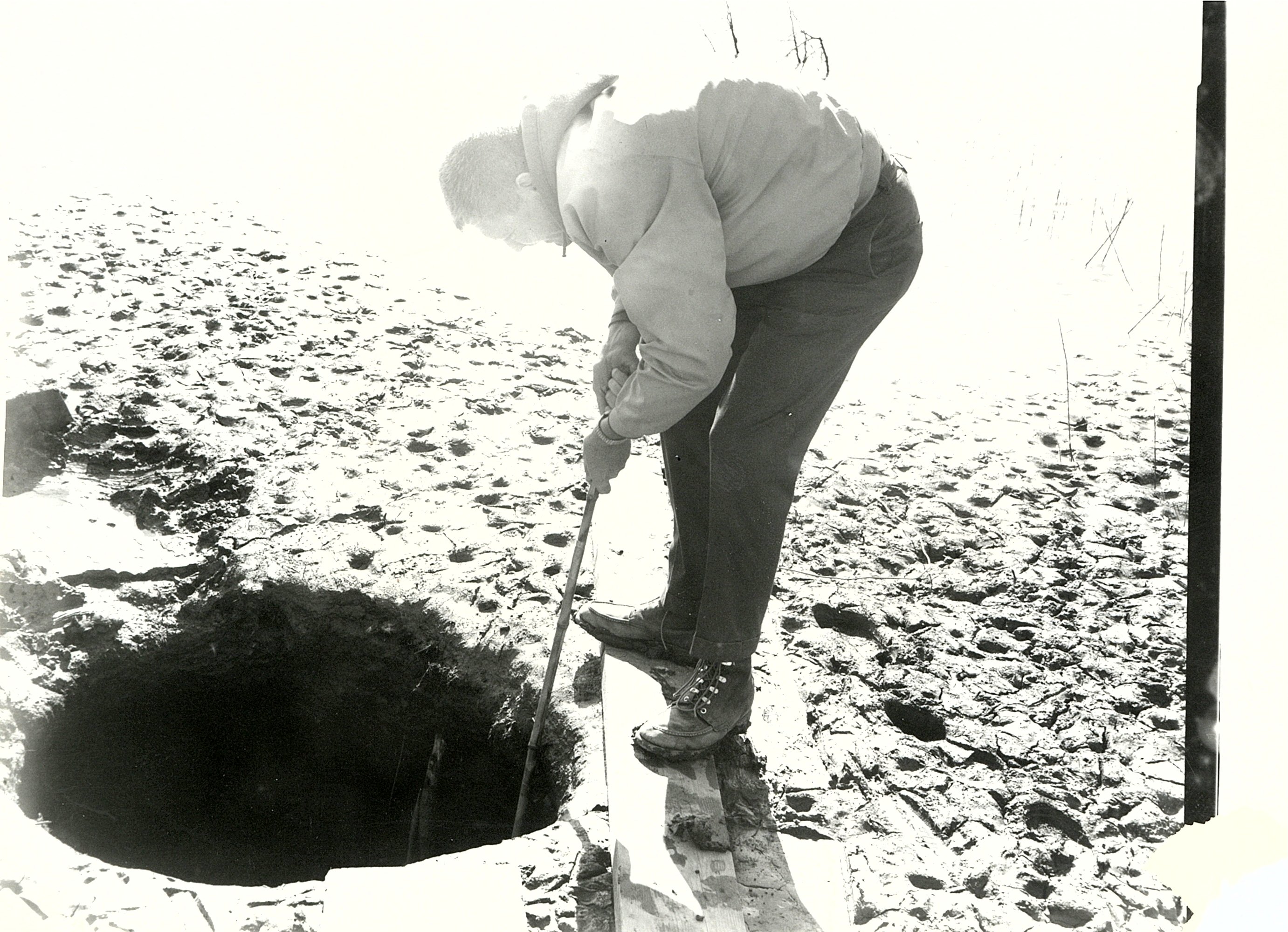 Large hole in ground