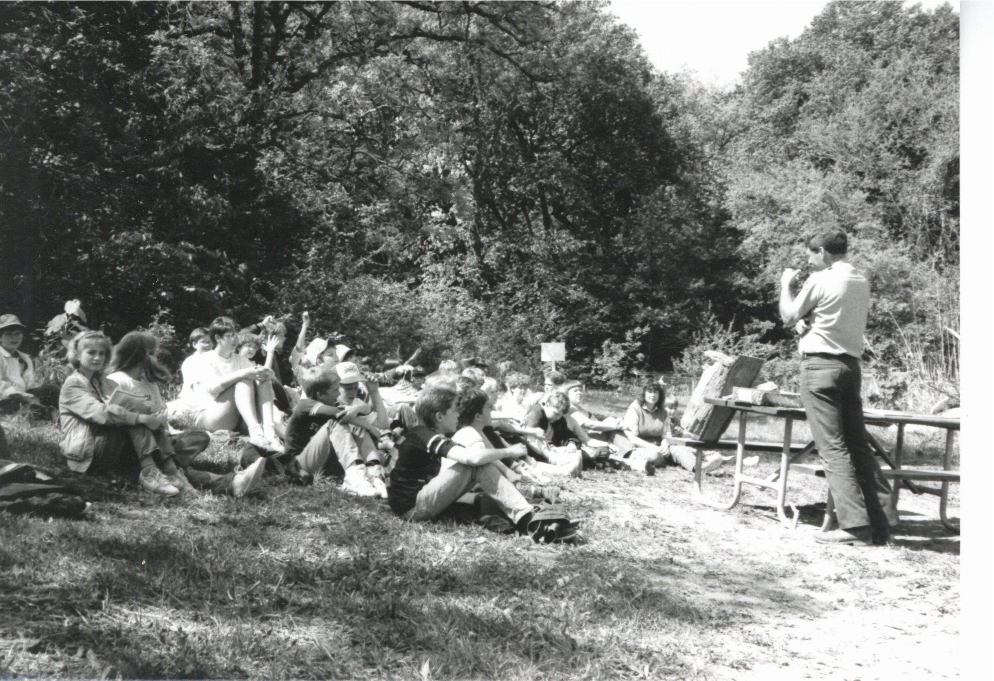 Outdoor classroom with Bob Mullen, 1987