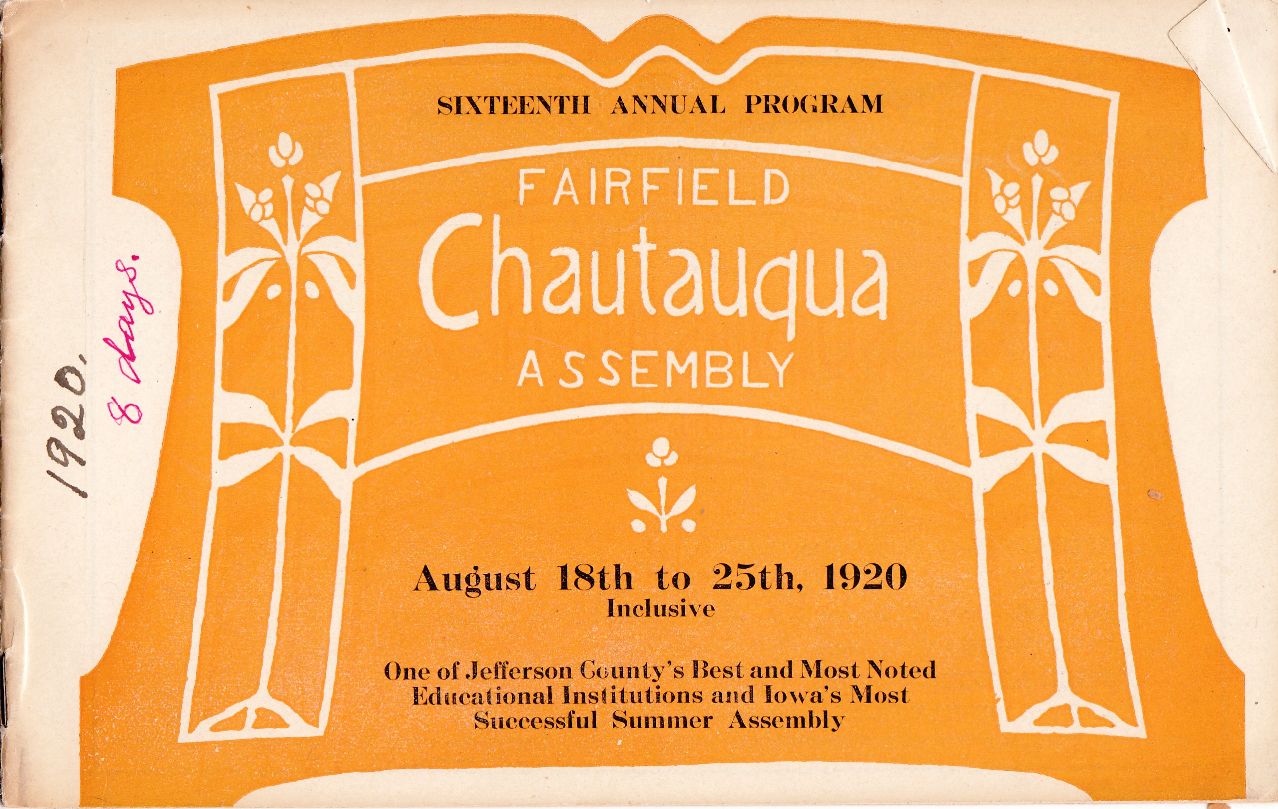 1920 Fairfield Chautauqua program