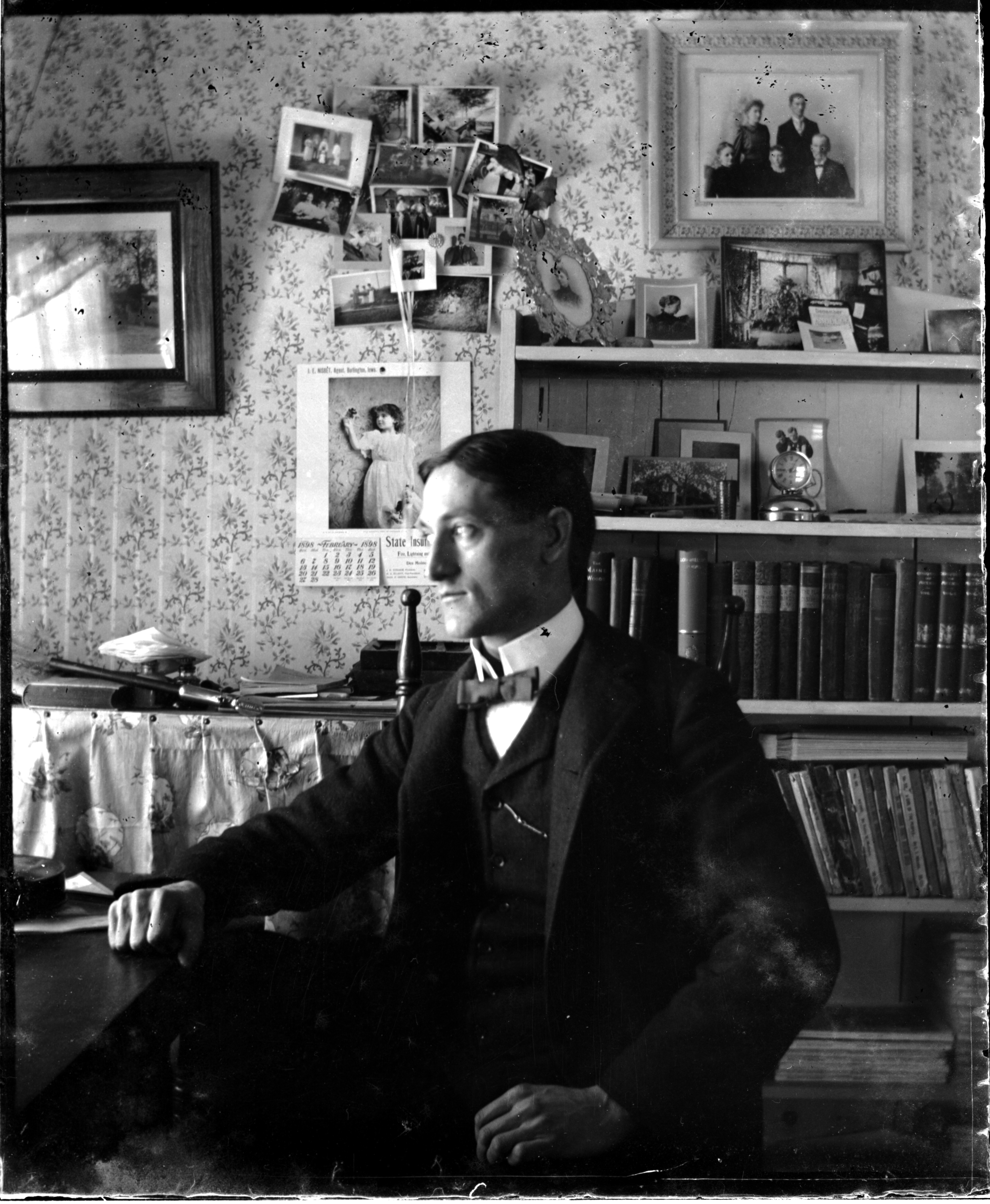UP564 Ernest Hanson in study, February 1898