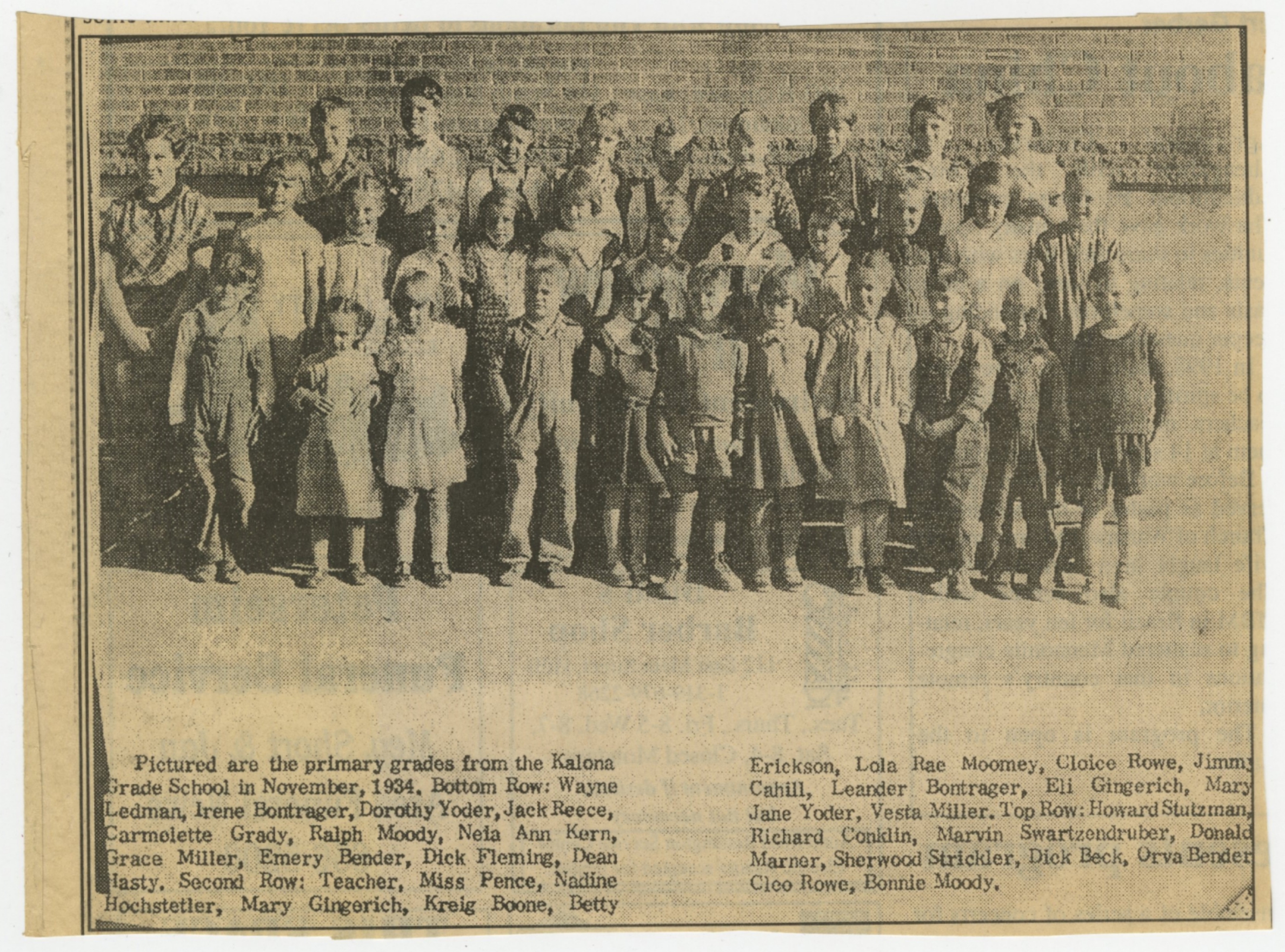 Kalona Grade School, 1934