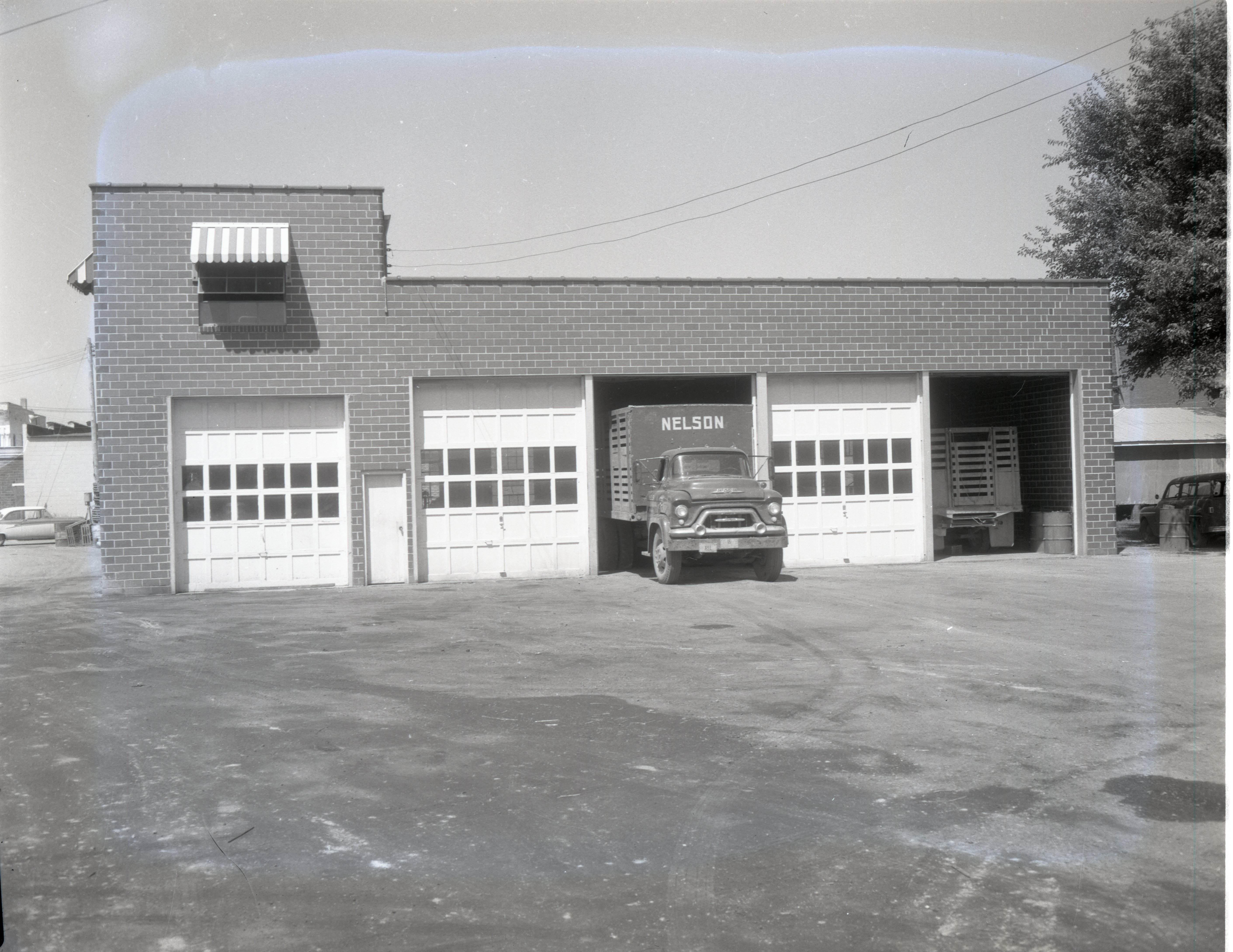 Brick building with five garages