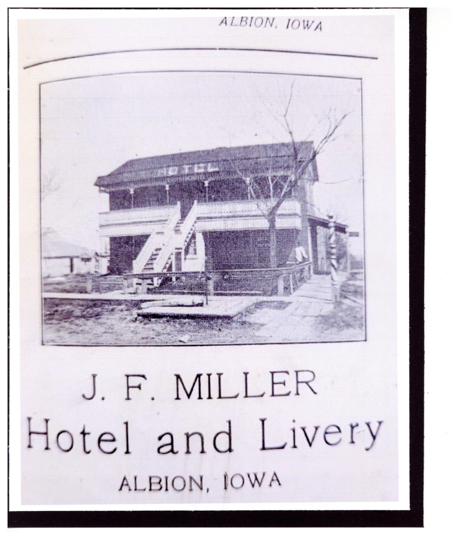 Albion, Iowa businesses - J. F. Miller Hotel and Livery