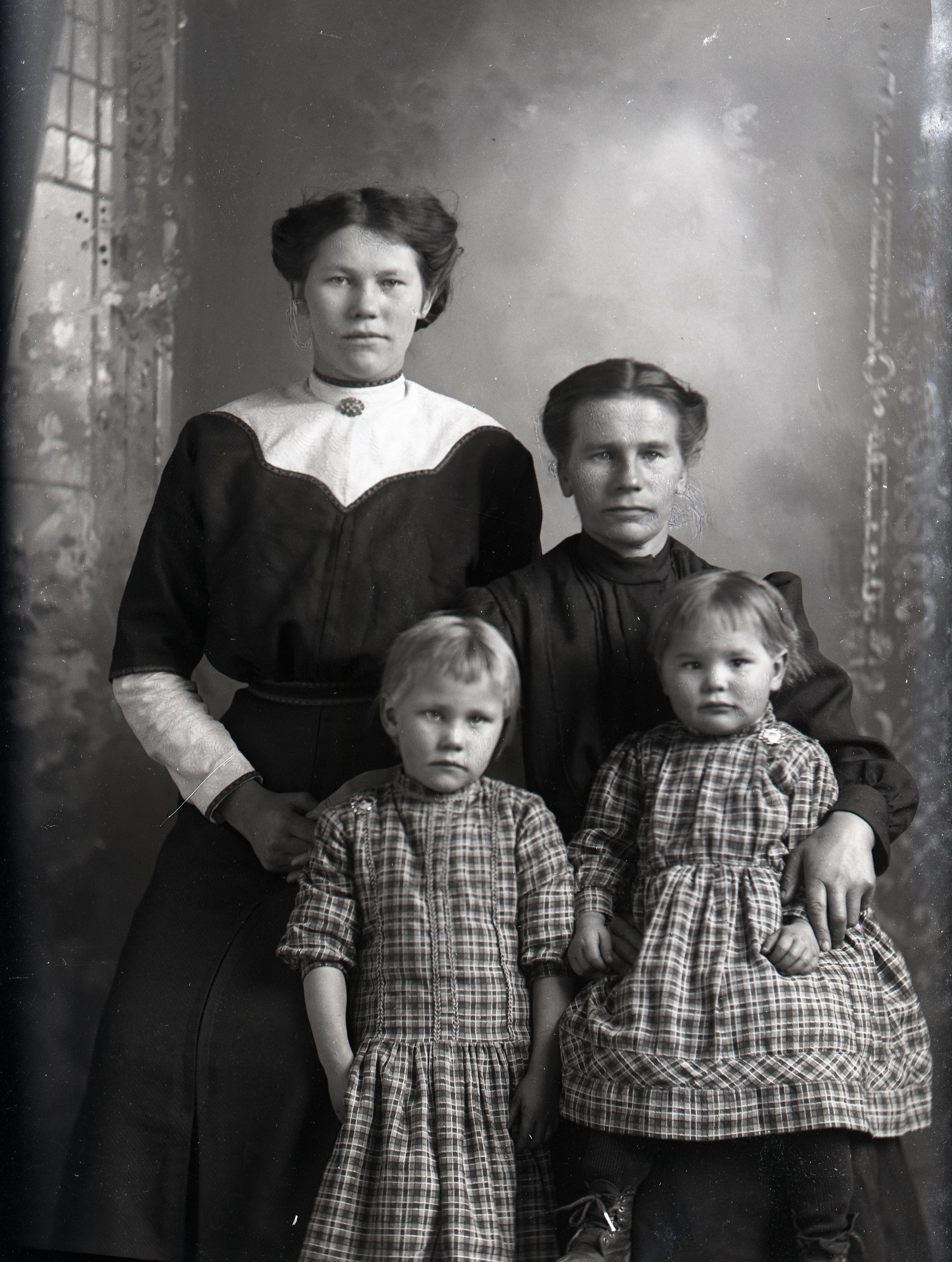 Two women, two children