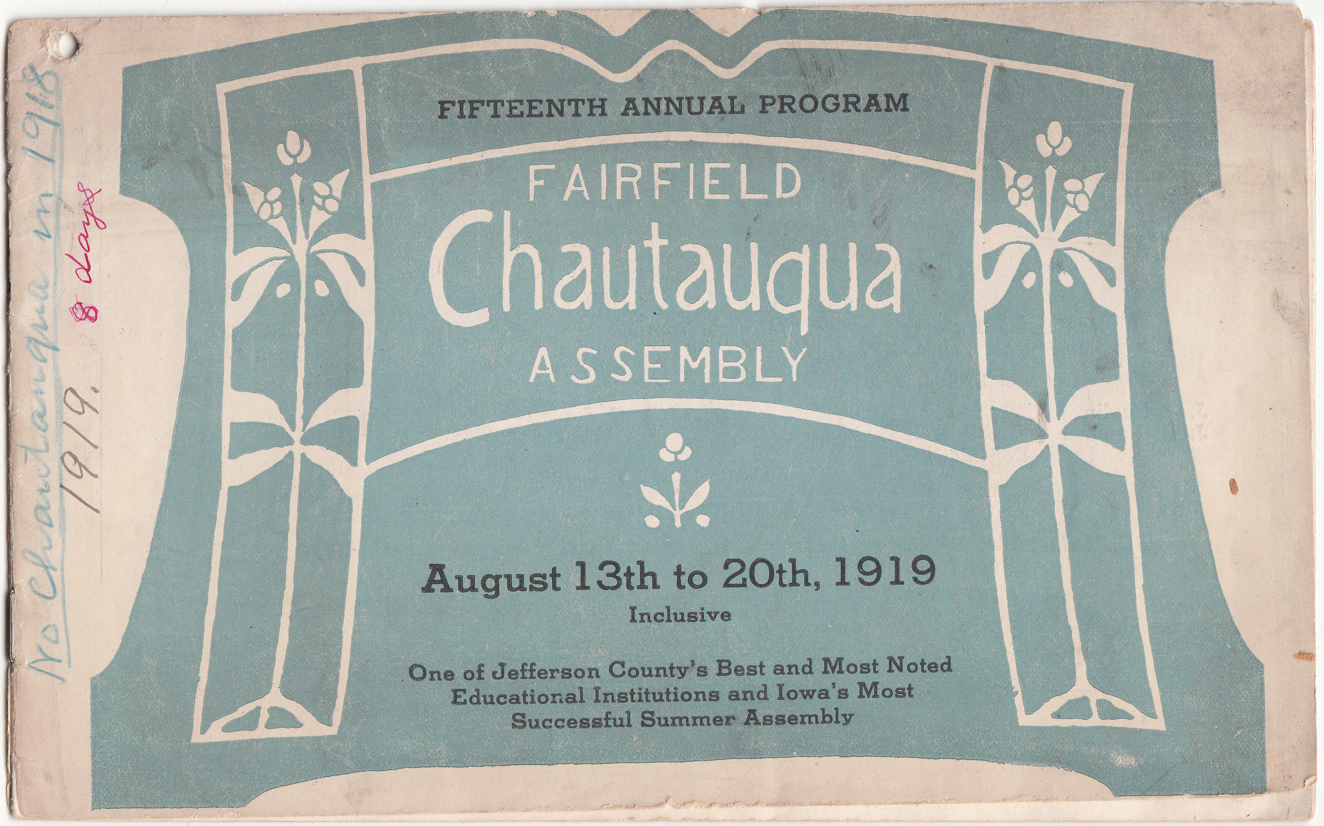 1919 Fairfield Chautauqua program