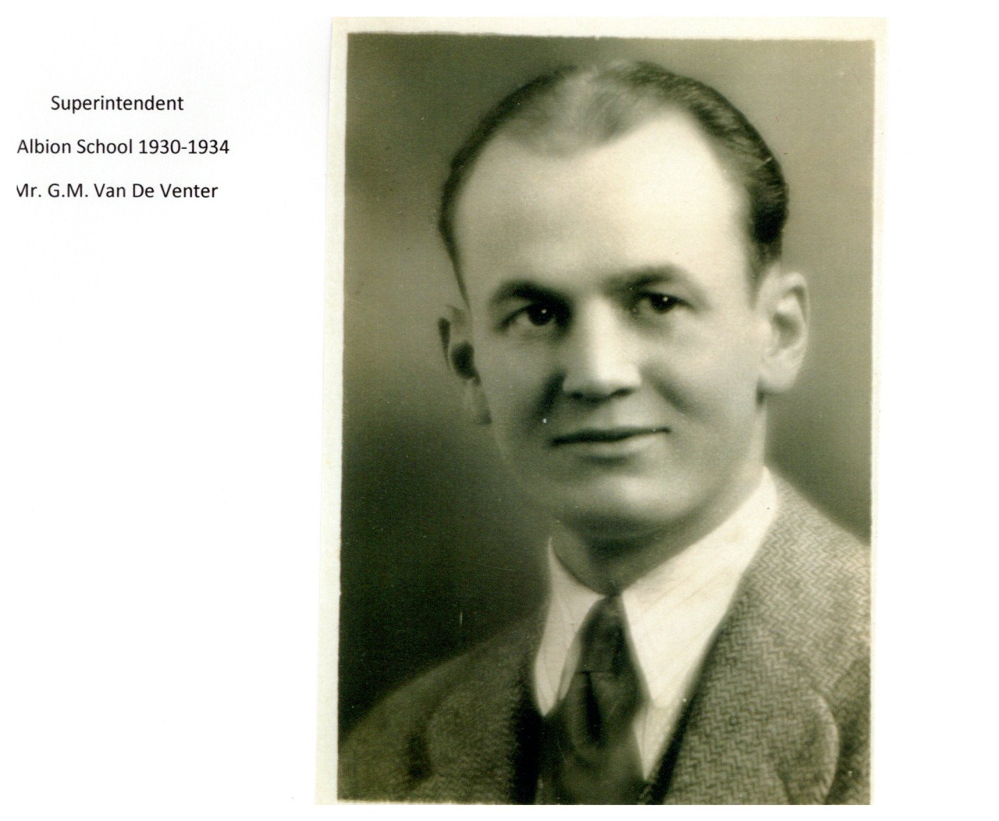 1930-34 AHS Superintendent - Mr. G. M. Van De Venter