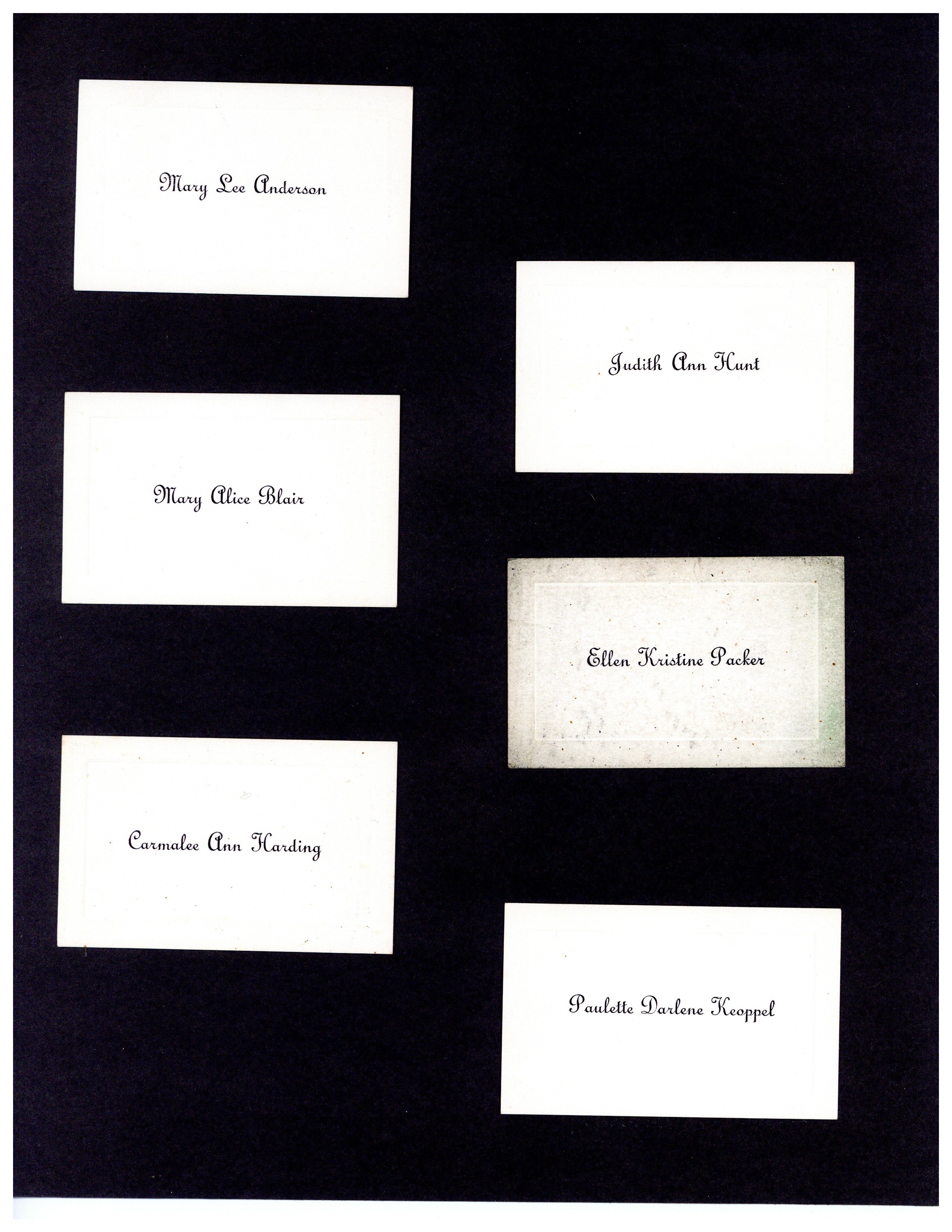 1962 AHS Graduation Name Cards
