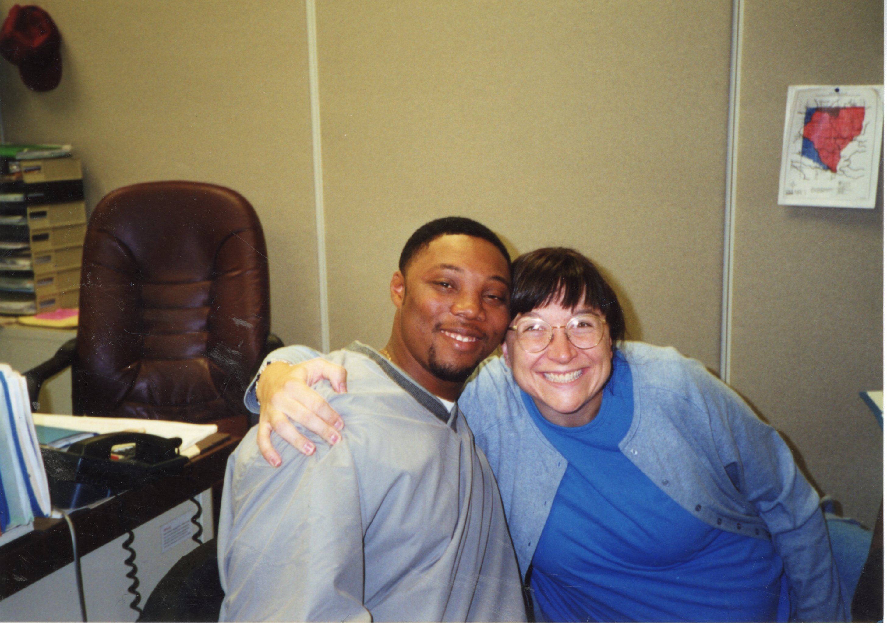 2001  District Conservationist Terrance Rudolph and Soil Conservationist Deb Nace pose for a photograph