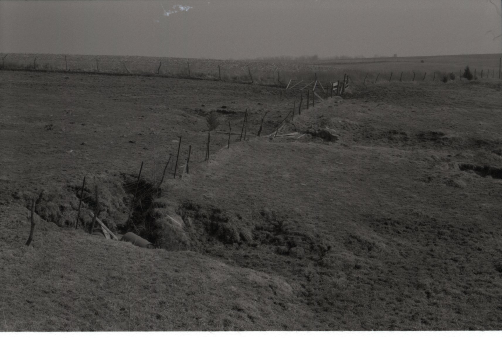 Fenced area by ravine