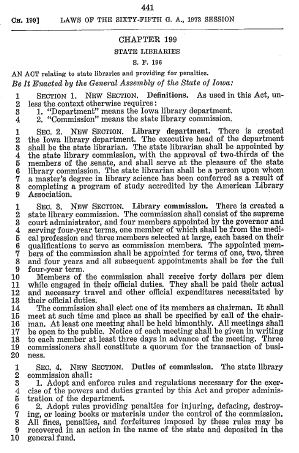 Iowa Acts 1973, Senate File 196