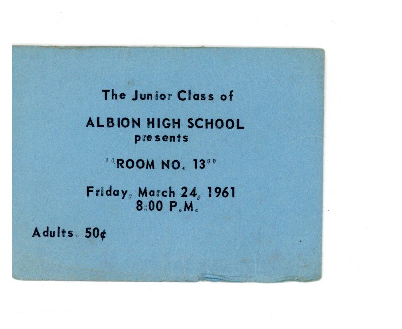 1961 AHS Play Ticket