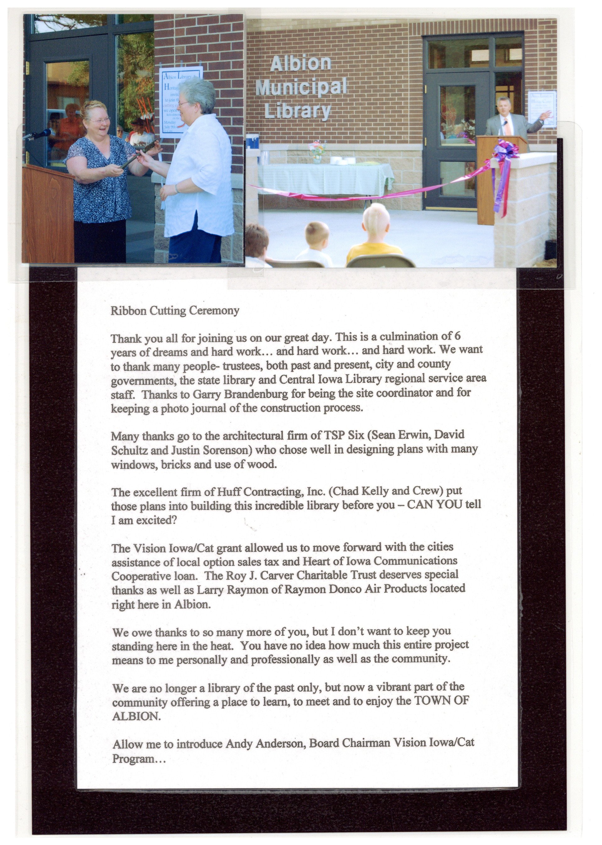 2007 Ribbon Cutting - new Albion library building