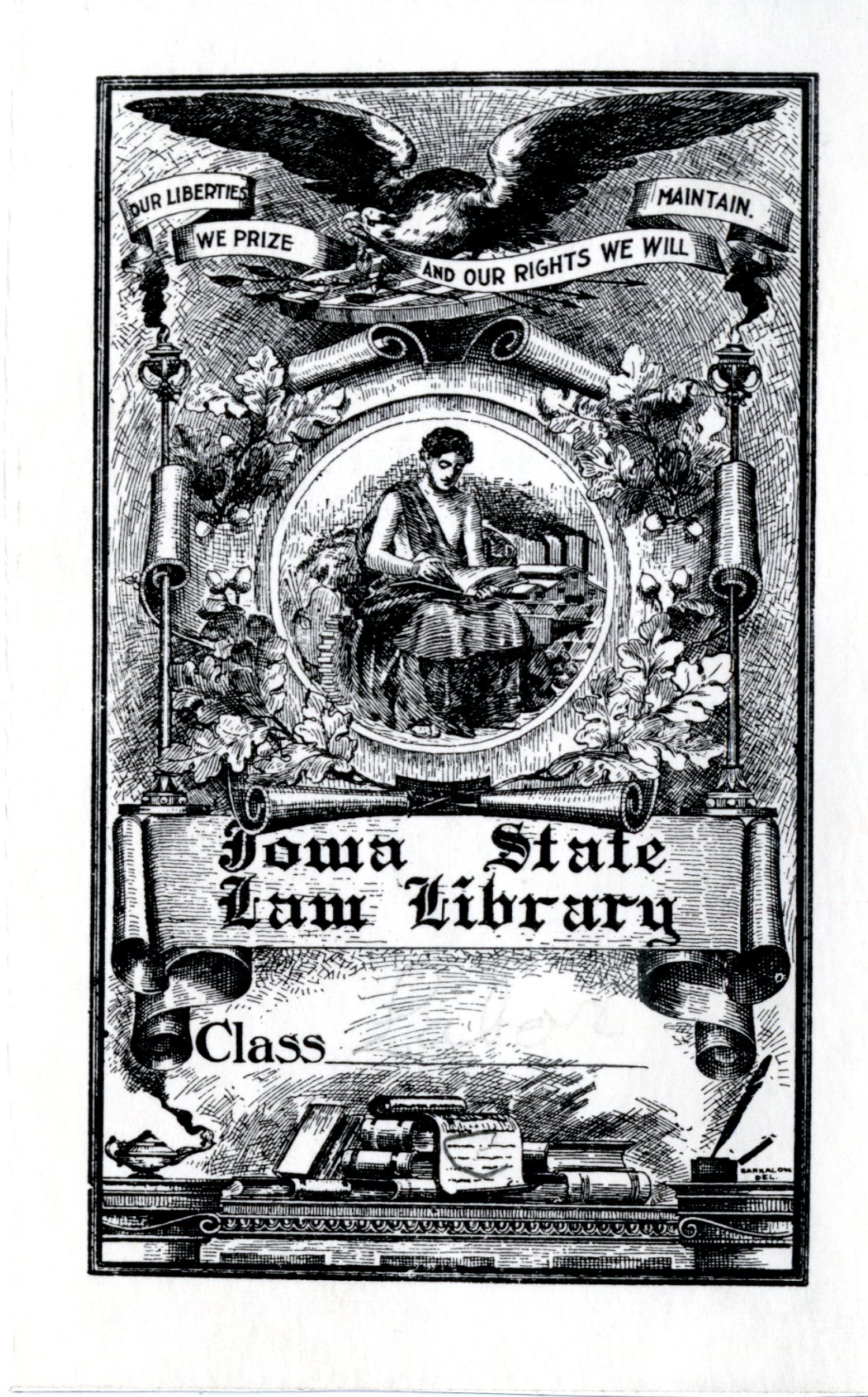Iowa State Law Library bookplate 