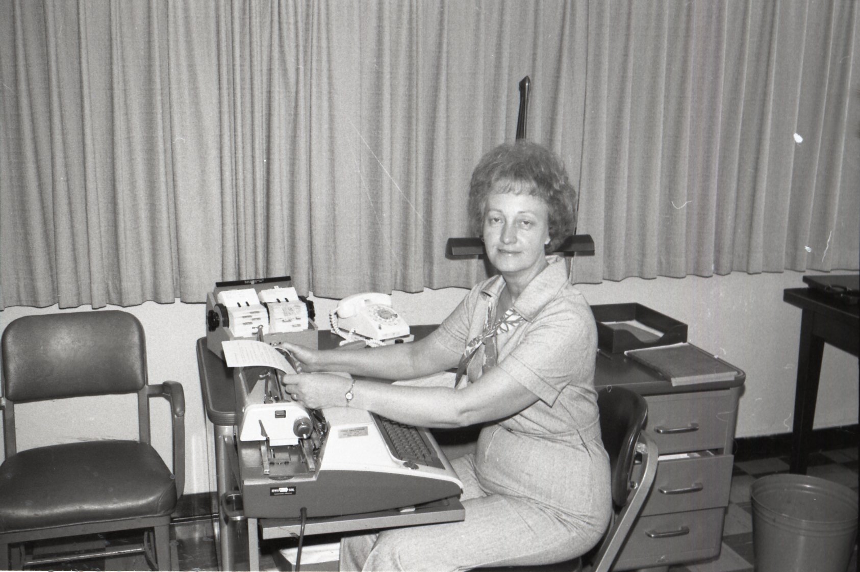 1970's Dorothy Davis at typewriter