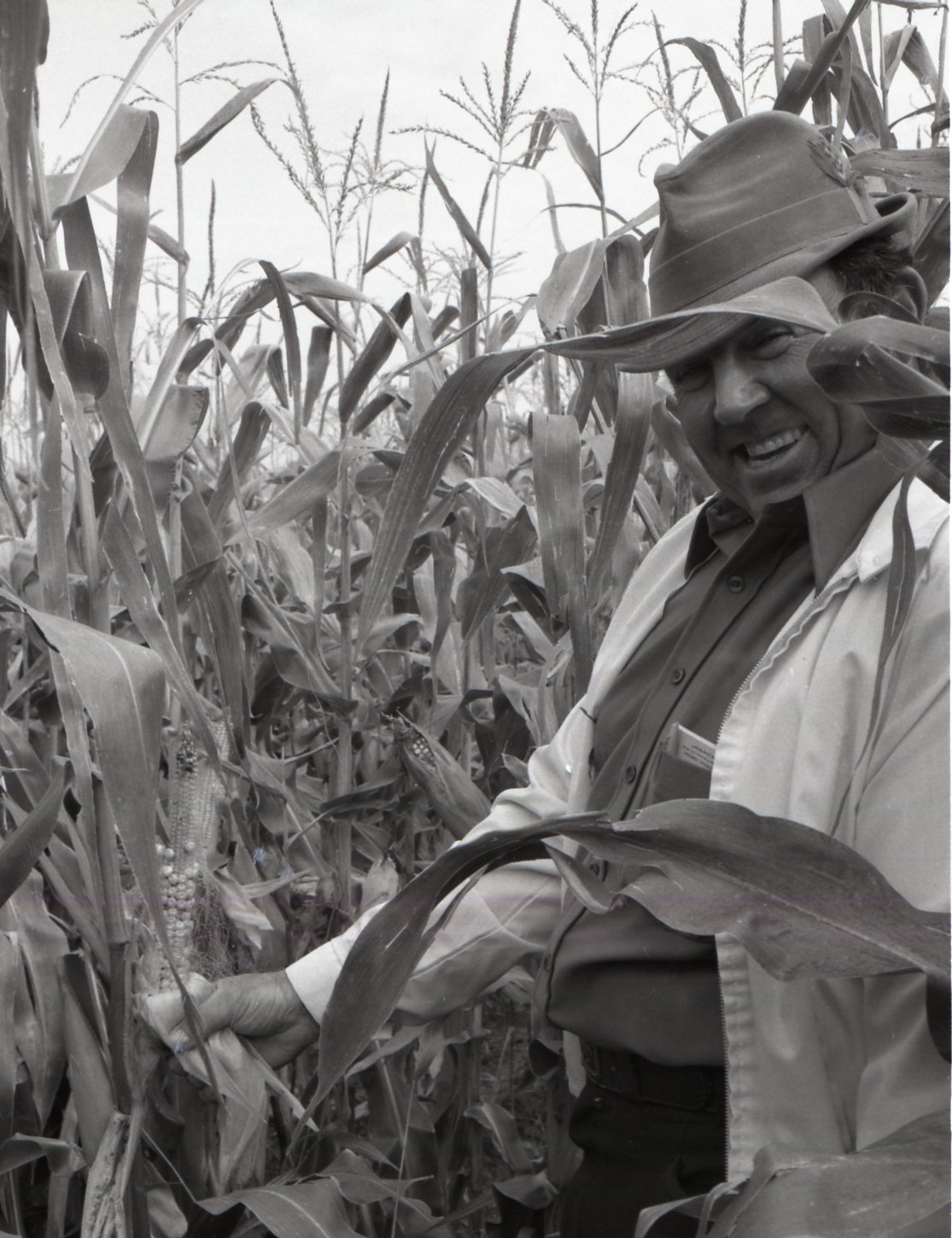 Smiling man in corn