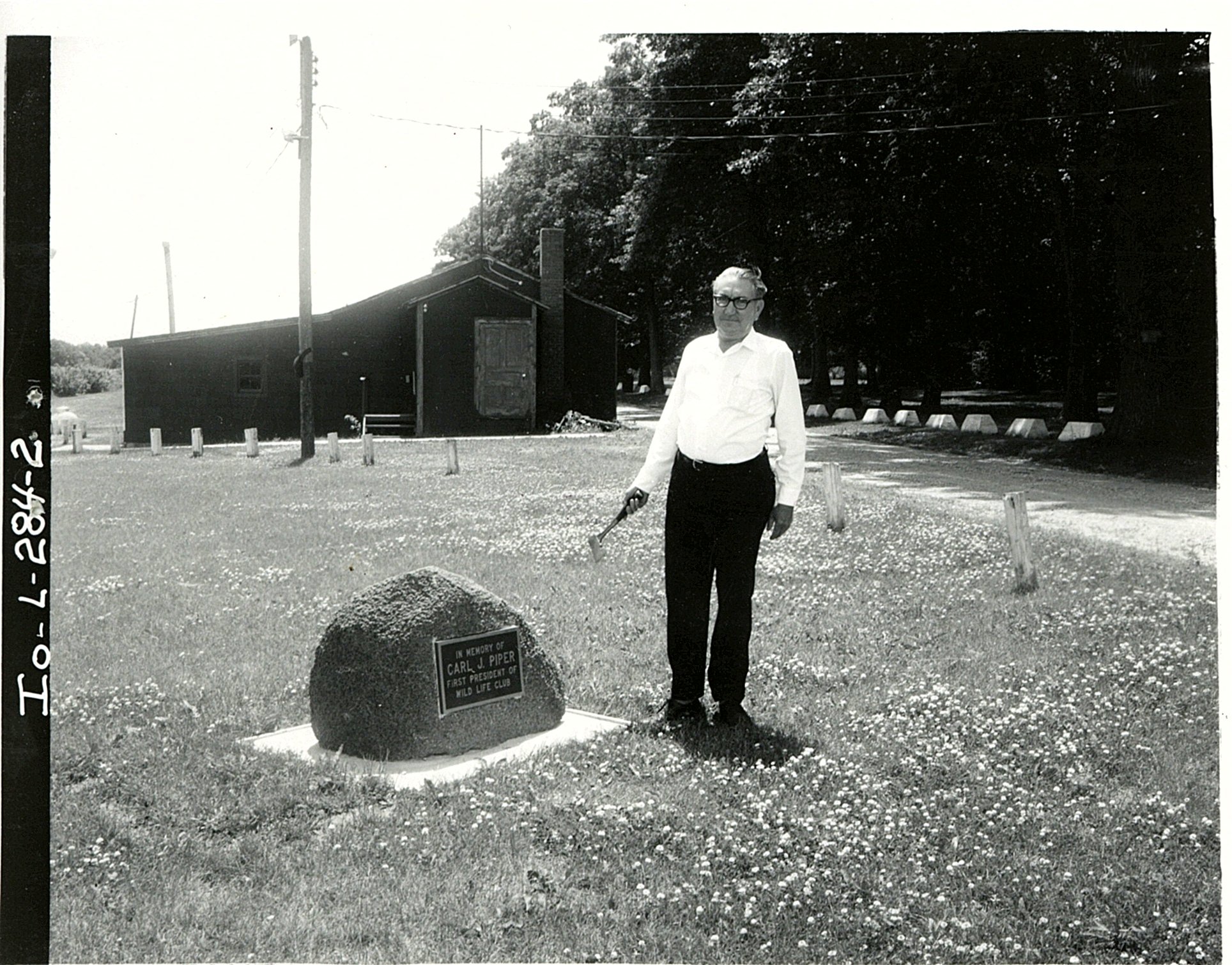 Carroll Rubow at dedication rock, 1968