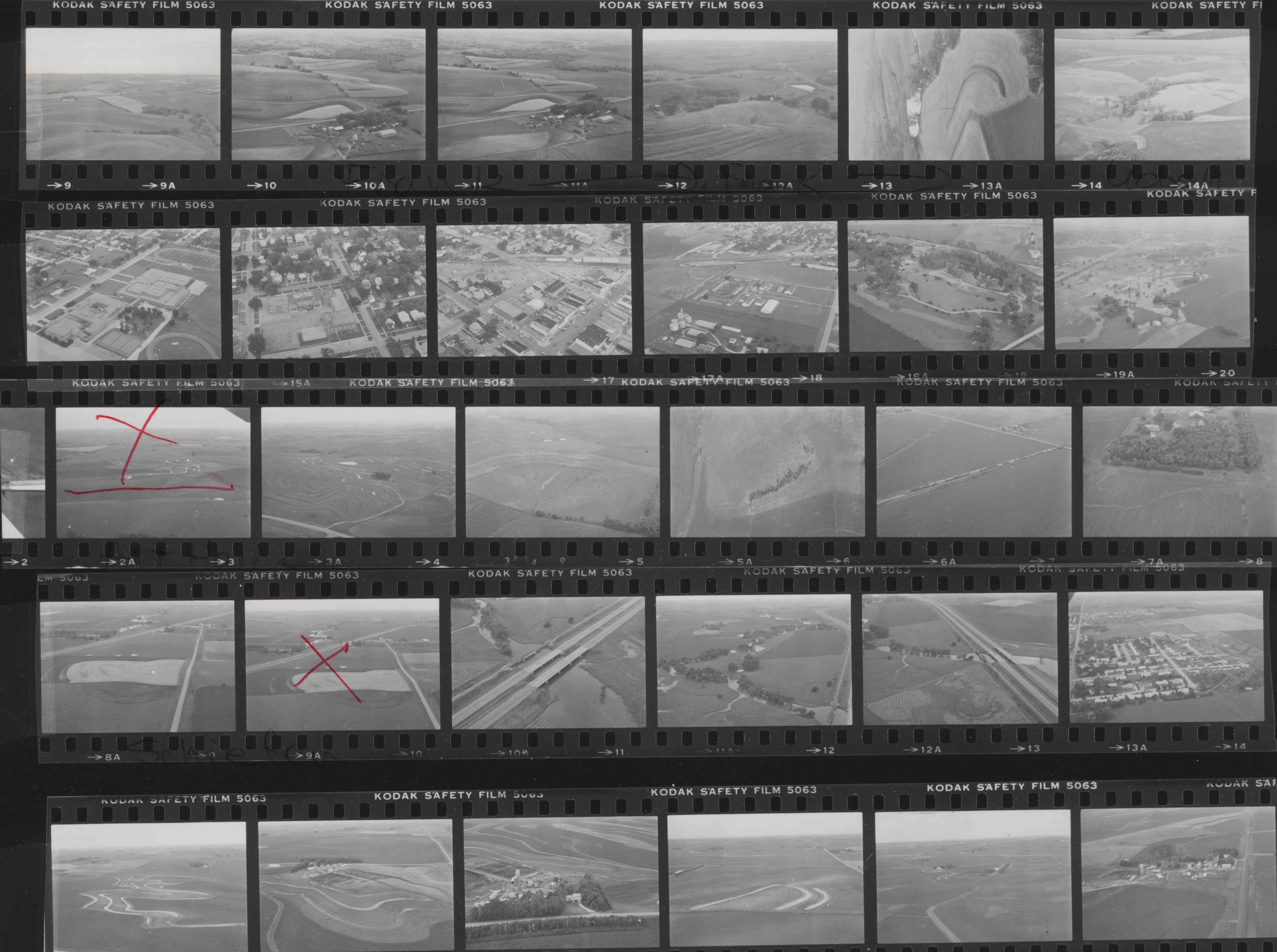 Photo negatives of aerial views of unidentified  Plymouth County farmland