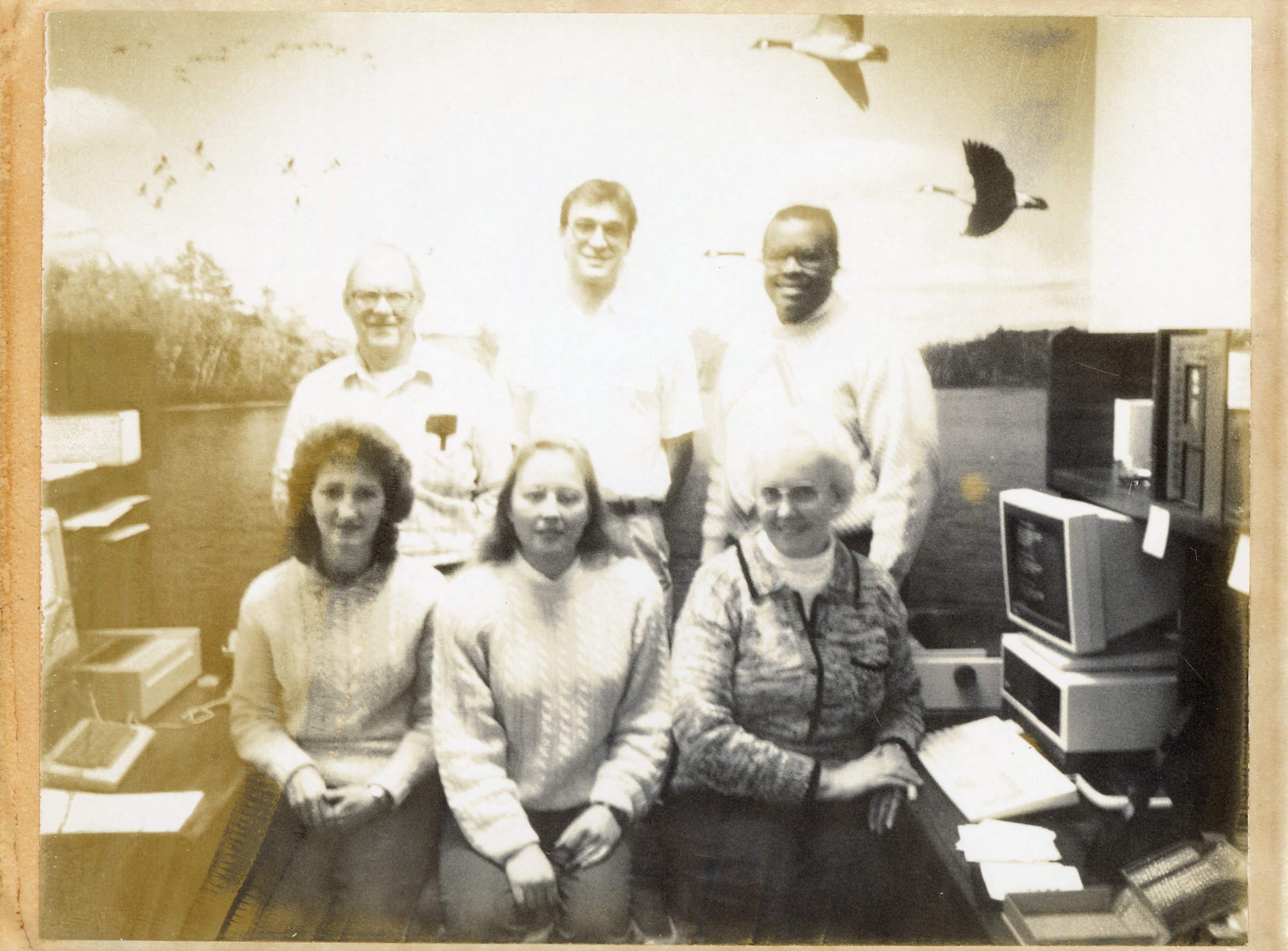 1987   Office staff include: front - Kathy Baughman, Lisa Niedermayer, Dorothy Davis; back - Joe Skourup, .Mark Fehseke, Terry Cosby 