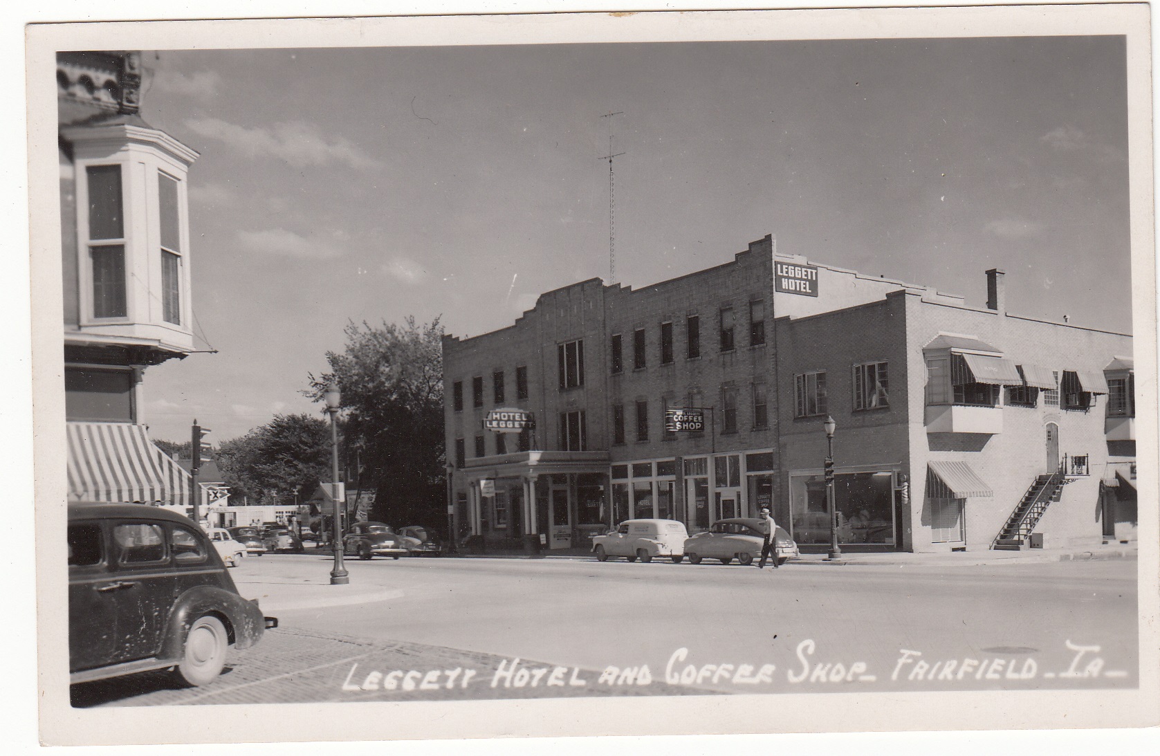 0112 Picture postcard of the Leggett Hotel and coffee shop. 