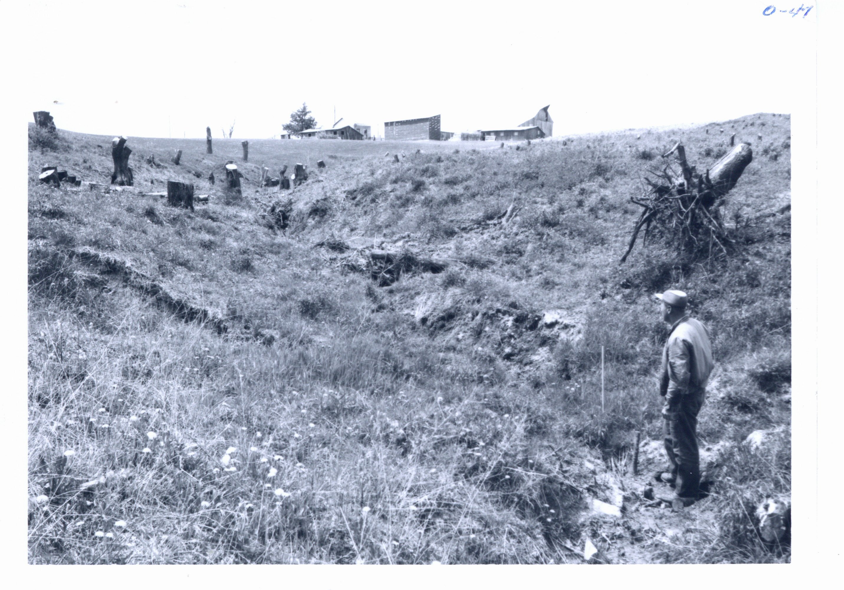 Waterway before pipe spillway earth dam, 1966