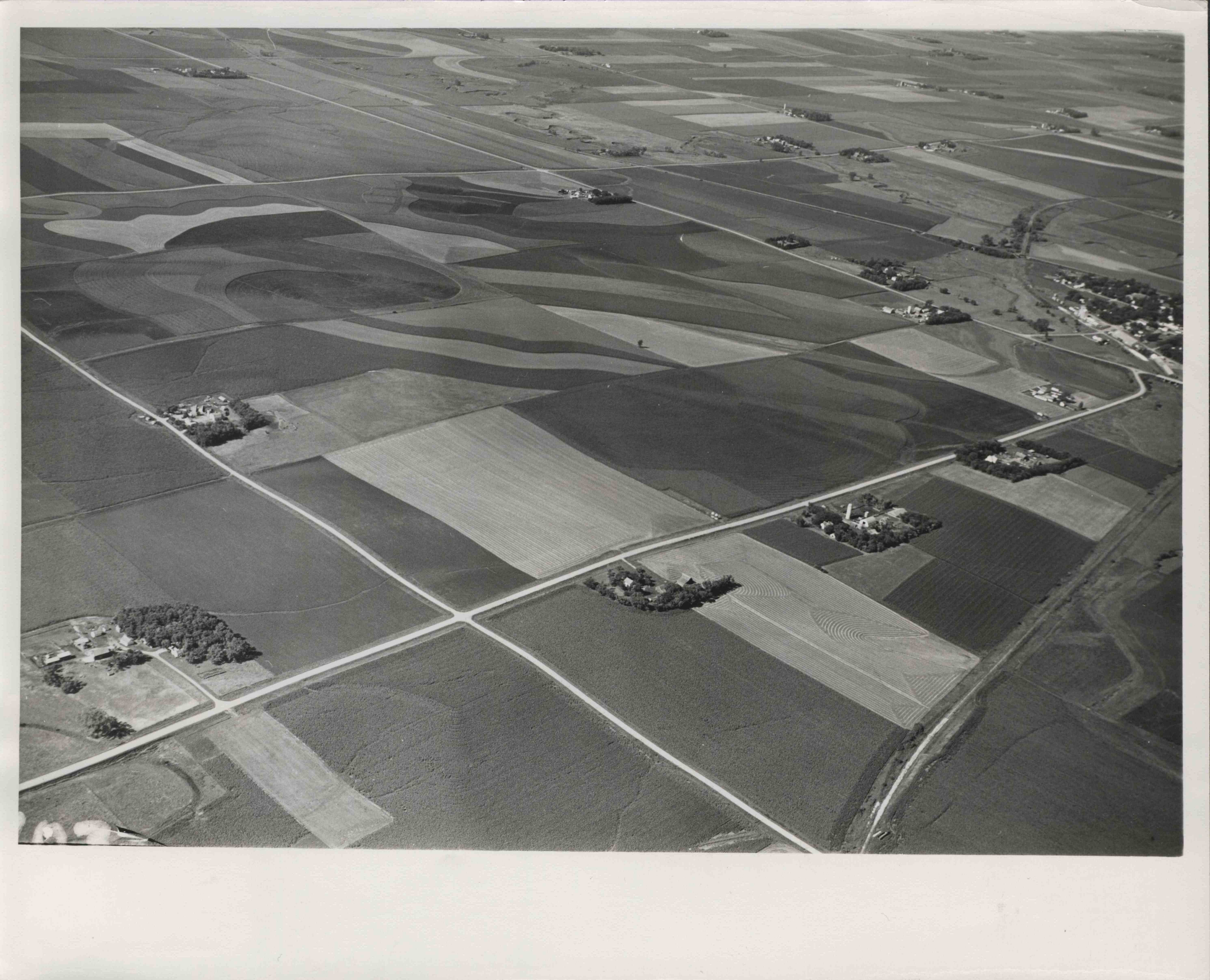 Patchwork of farms on contoured farmland