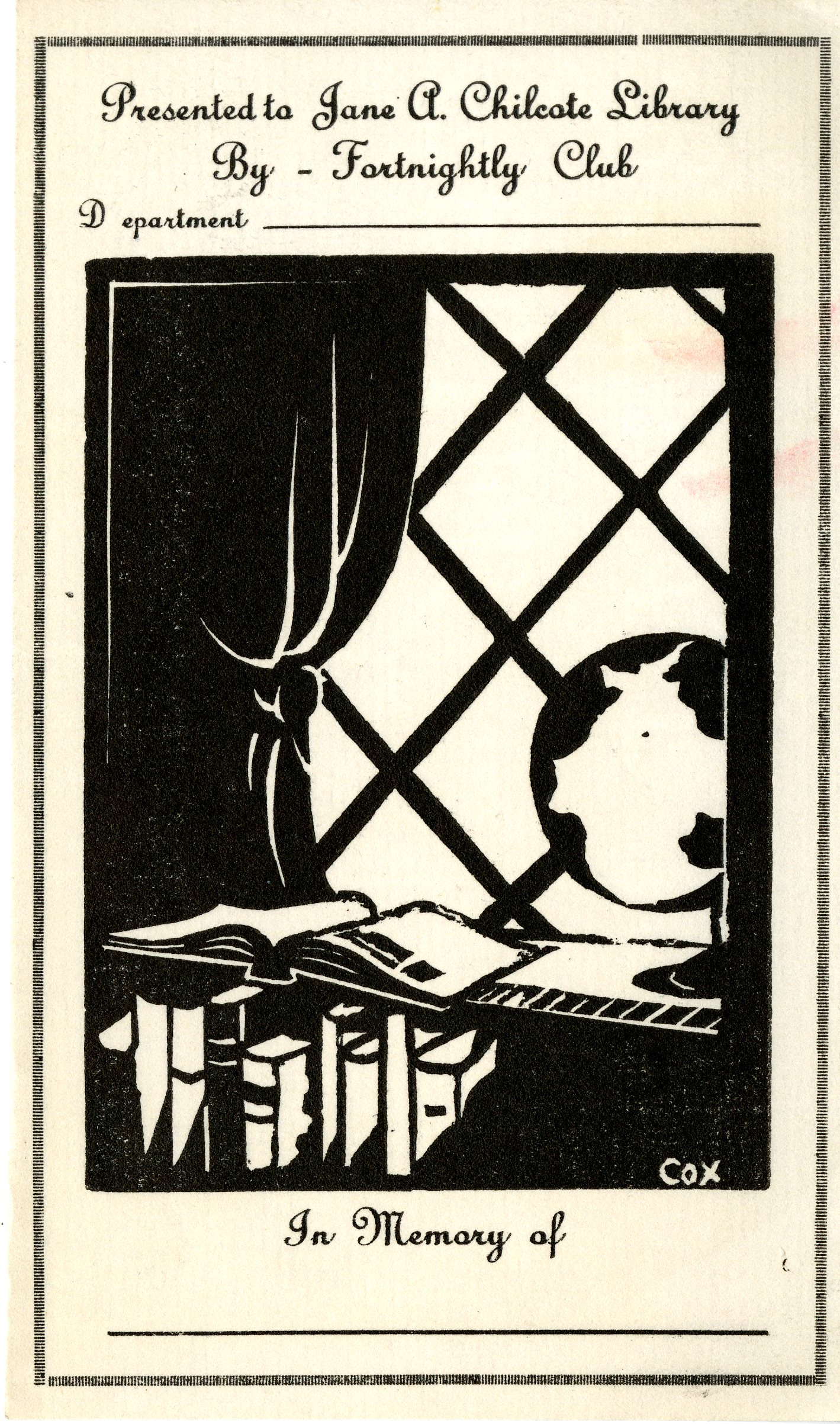 Jane A. Chilcote Library Bookplate