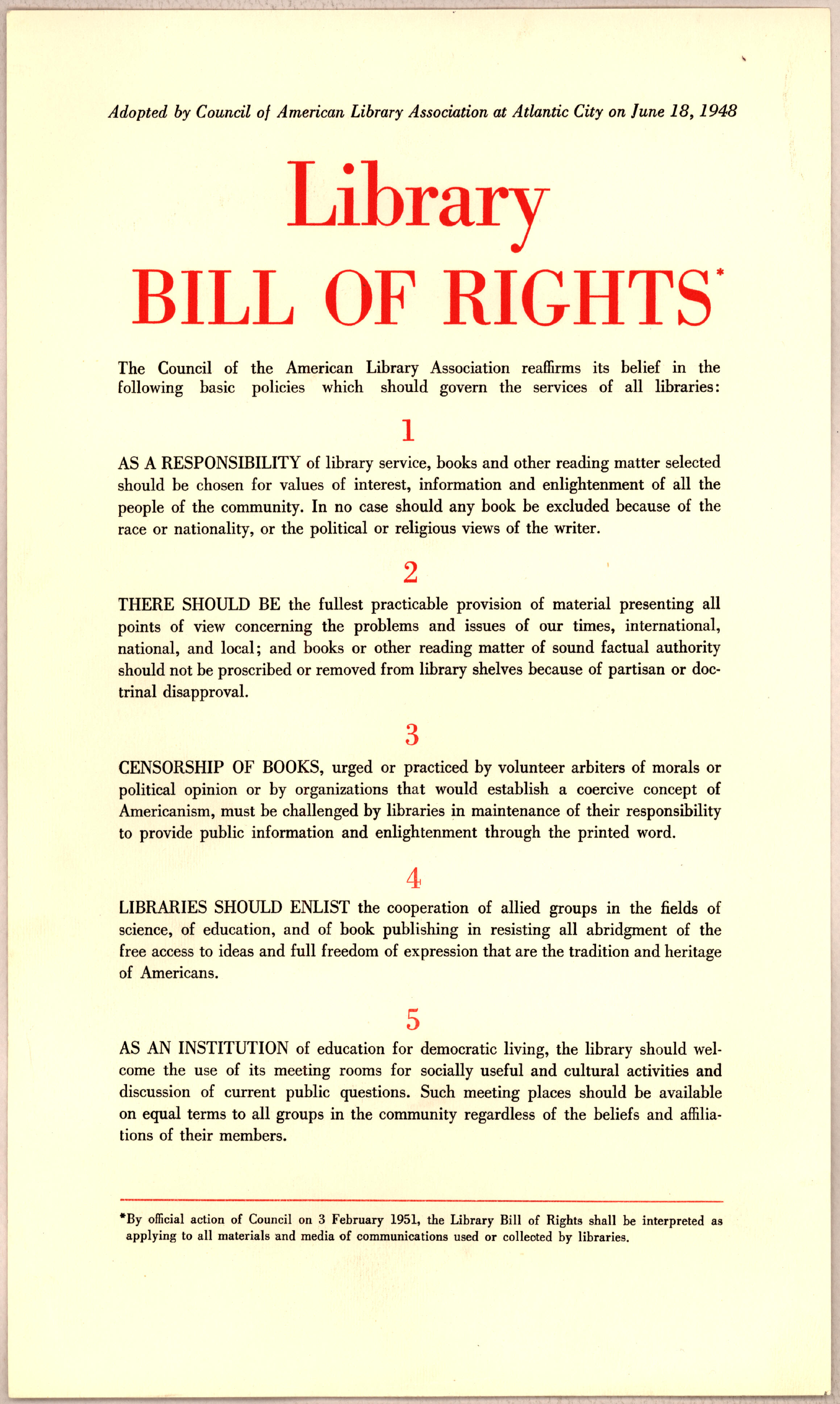 Library Bill of Rights 