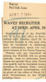 WAVES' recruiter at Shen. April 25