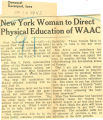 New York woman to direct physical education of WAAC