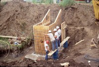 Alfred Parcel structure site during construction.