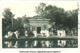 Women in Greek costume dancing in front of mock Greek temple at City Park, The University of Iowa, 1915