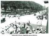 Crowd gathered for parade, The University of Iowa, August 1922
