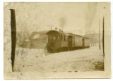 Ames &amp; College Railway locomotive and two cars, 1898.