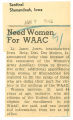 Need women for WAAC