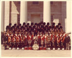 University of Iowa Scottish Highlanders on steps of Old Capitol, 1975 or 1976