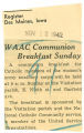 WAAC communion breakfast Sunday