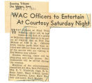 WAC officers to entertain at courtesy Saturday night