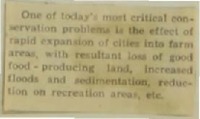 Rapid expansion a conservation problem. 