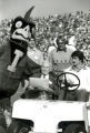 Cy with 100-year-old alumnus, Mr. Kelly, at Homecoming, 1977