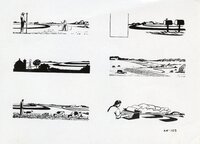 Black and white drawings of rural scenes