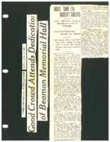 Newspaper article about the dedication  of Memorial Hall in Beaman, Iowa in 1930
