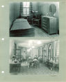 Dorm room and study lounge in Currier Hall, The University of Iowa, 1940s?