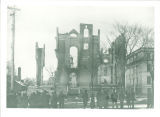 Viewing remains of the Medical Building after the fire, the University of Iowa, March 10, 1901?
