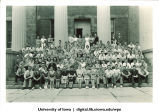 Group on the steps of Old Capitol, The University of Iowa, 1950s