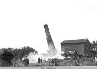 Demolition of flour mill chimney, West Amana, Iowa, July 1939